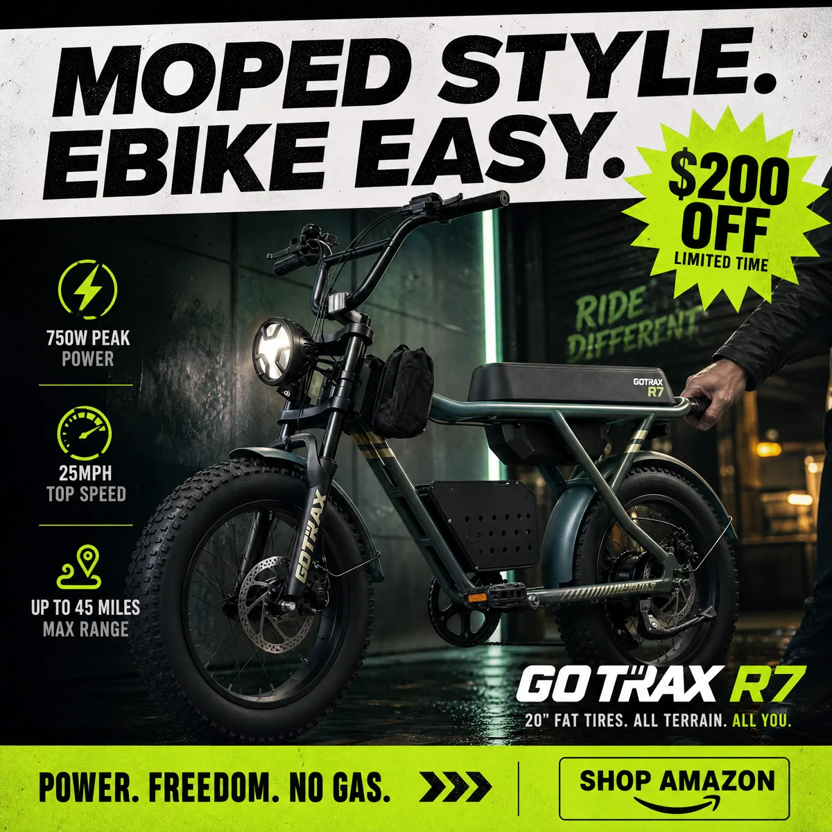GoTrax R7 moped style electric bike