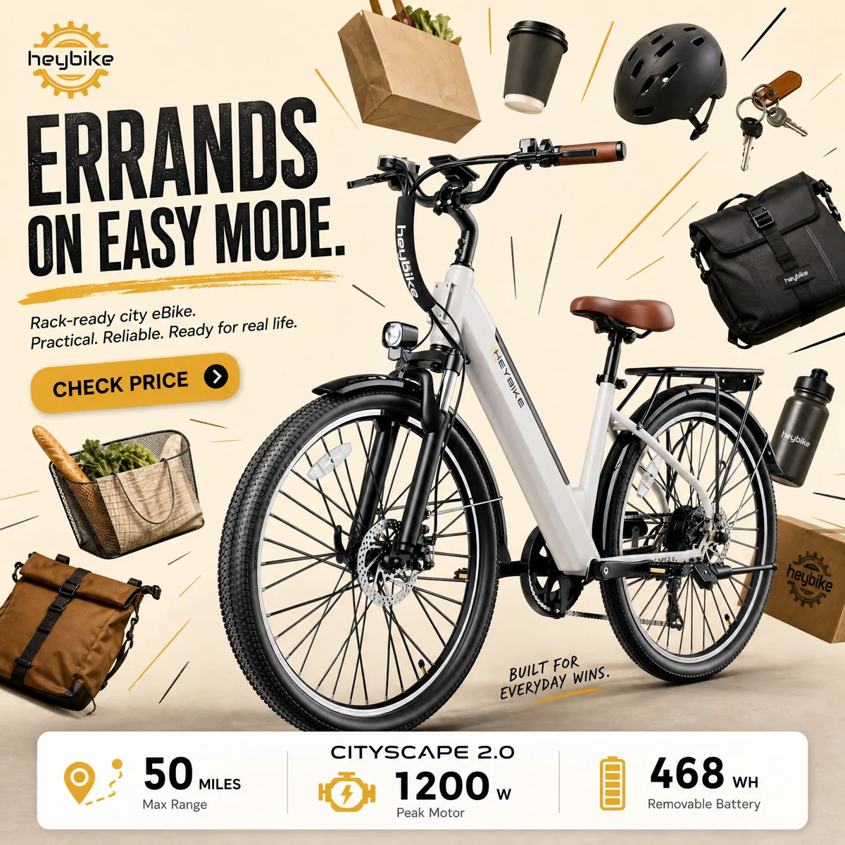 Heybike Cityscape errands ebike