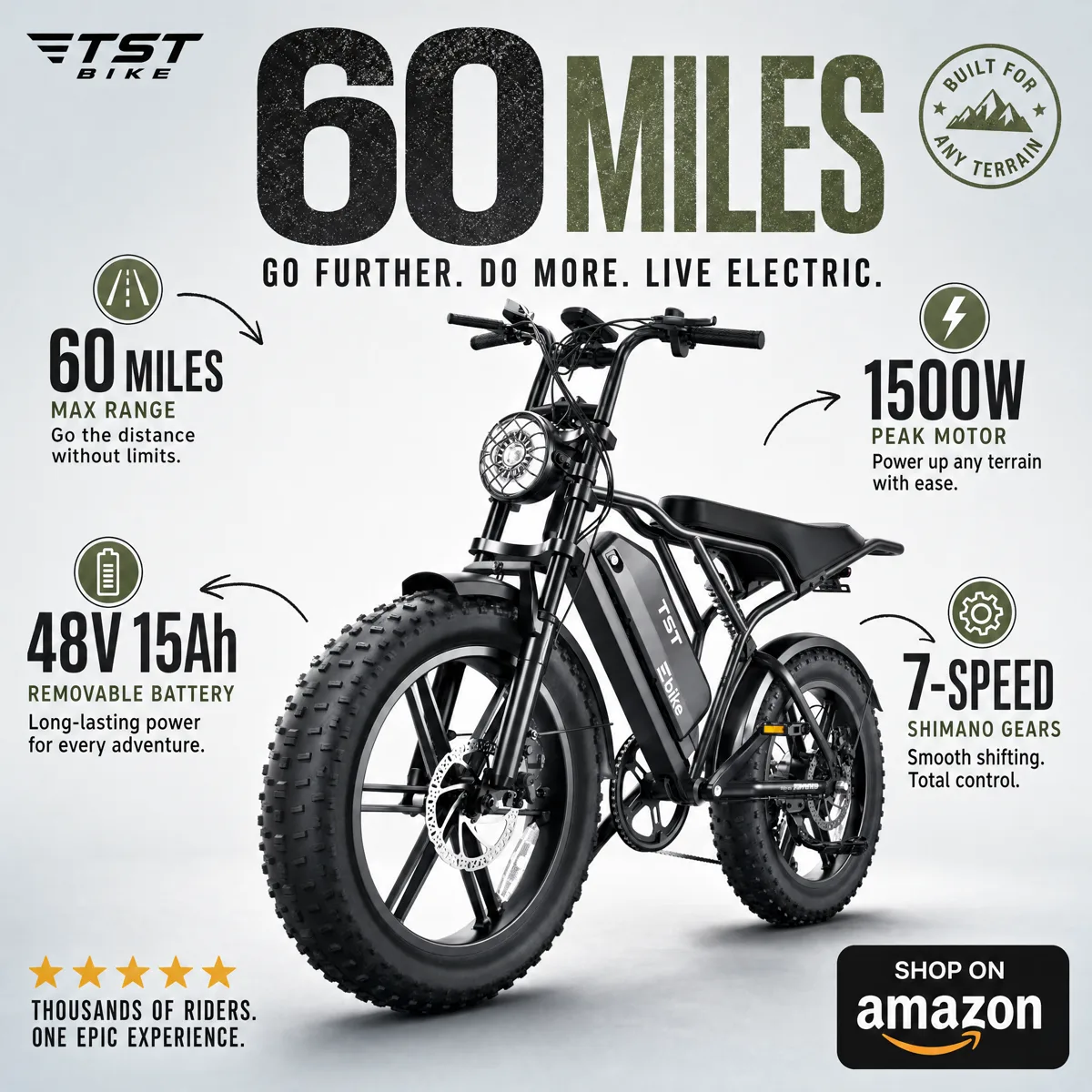 TST fat tire electric bike long range