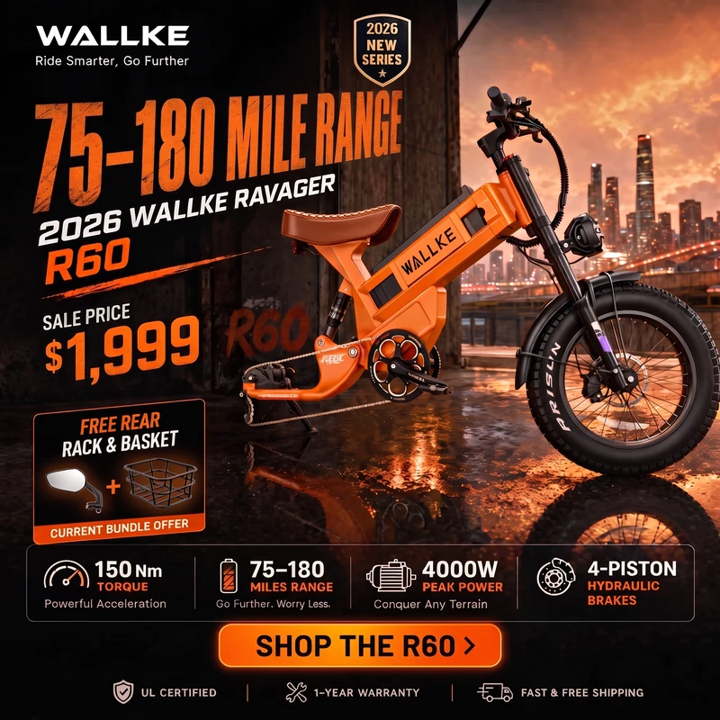 Wallke R60 75–180 mile range electric bike