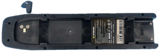 Underside of the Rad Power battery pack showing the model number label