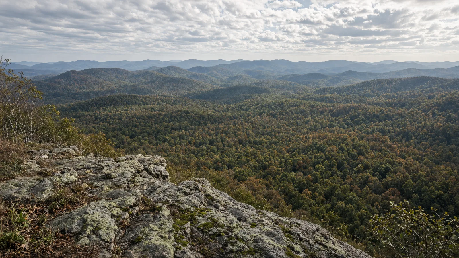 Rocky overlook above hardwood forest at Cheaha State Park, Alabama