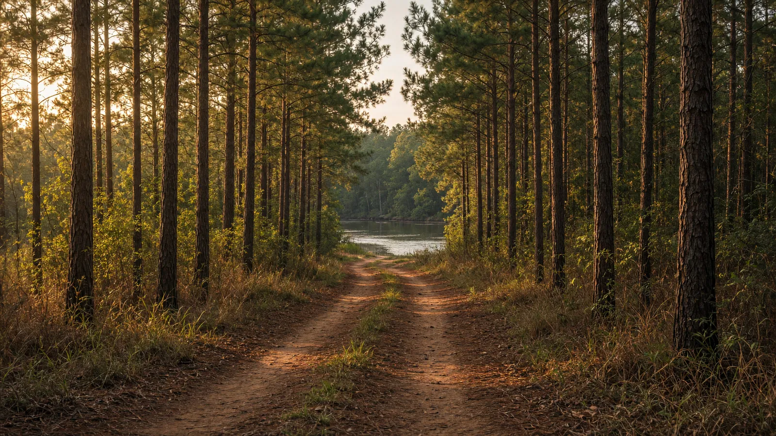 Empty Bankhead pine two-track toward Sipsey country, Winston County, Alabama