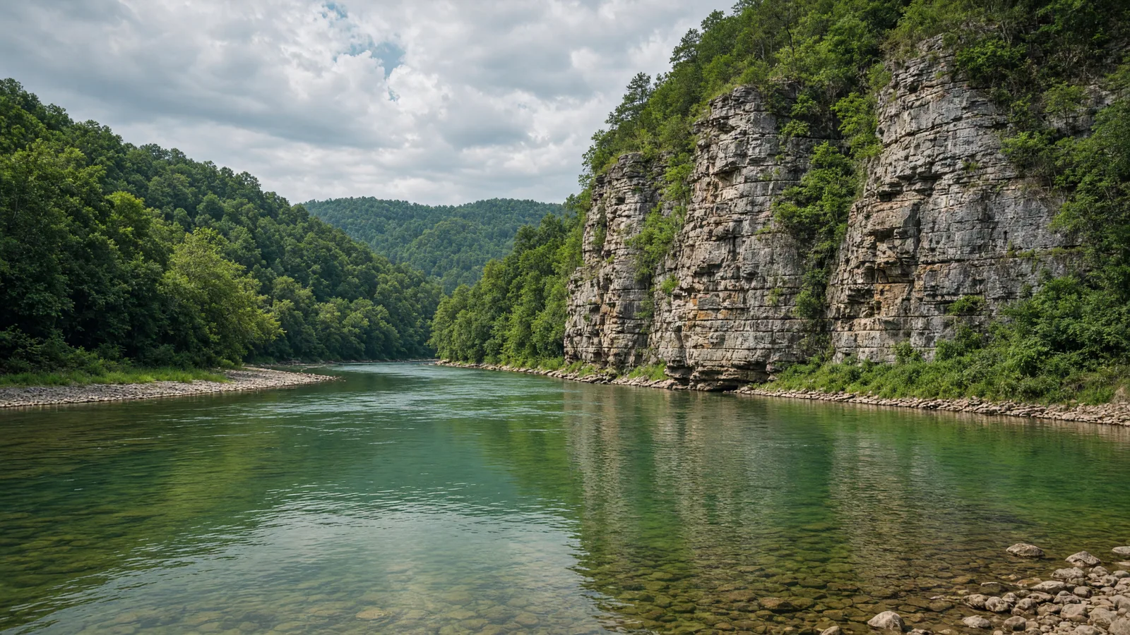 Buffalo National River bluffs in the Ozark Mountains, Arkansas