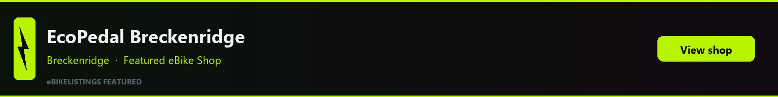 Featured local eBike shop banner: EcoPedal Ebike rentals Breckenridge