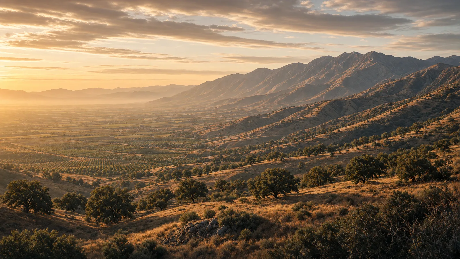 Cinematic landscape of Fresno County, California