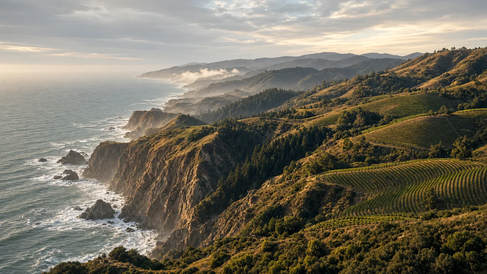 Cinematic landscape of Sonoma County, California
