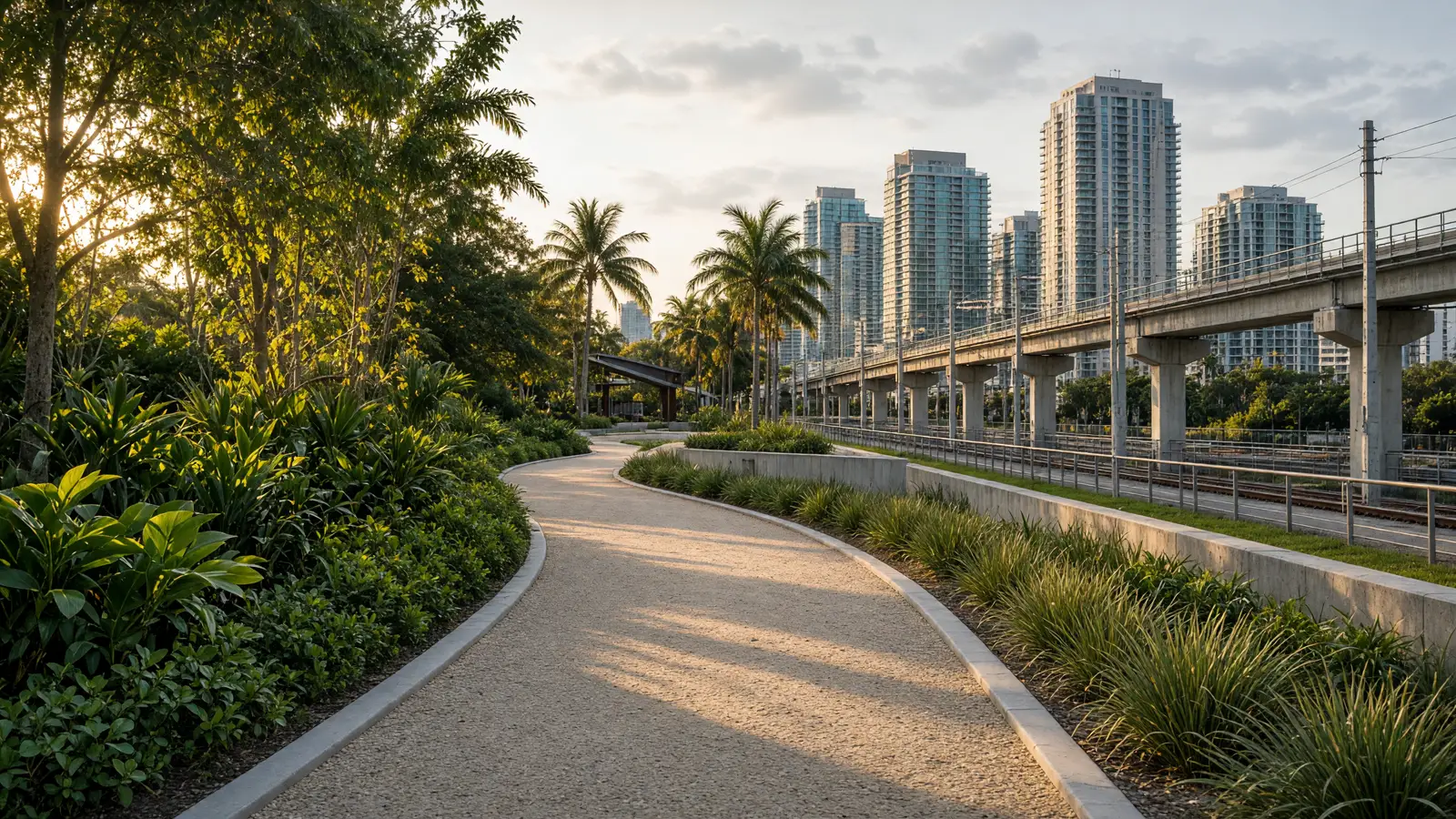 Empty outdoor trail landscape in Miami Dade County, Florida