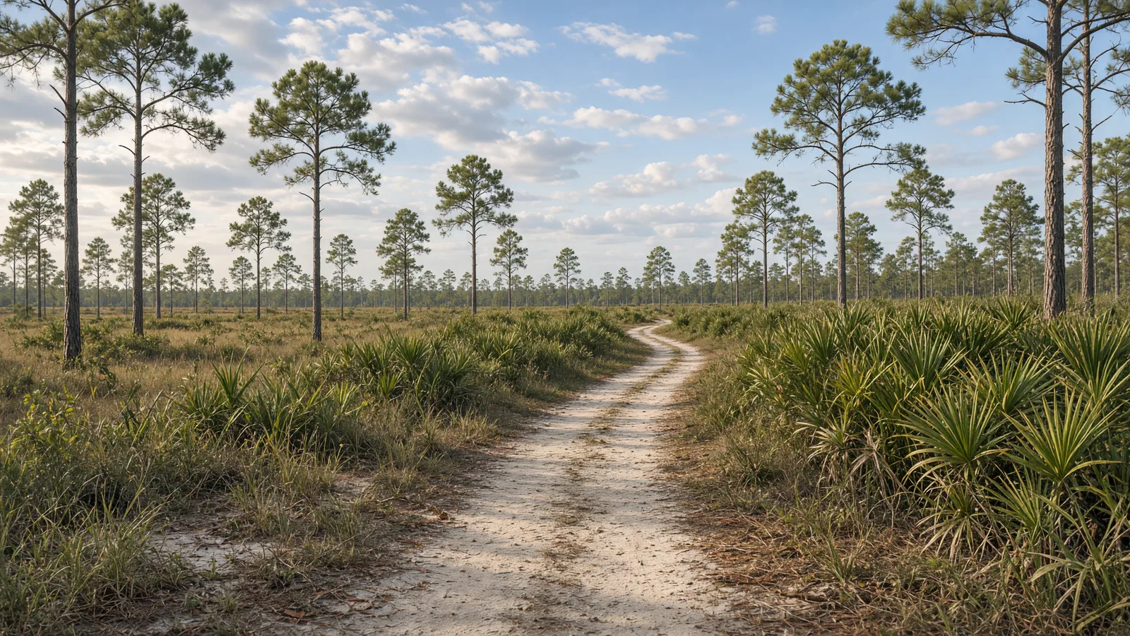 Empty outdoor trail landscape in Okeechobee County, Florida