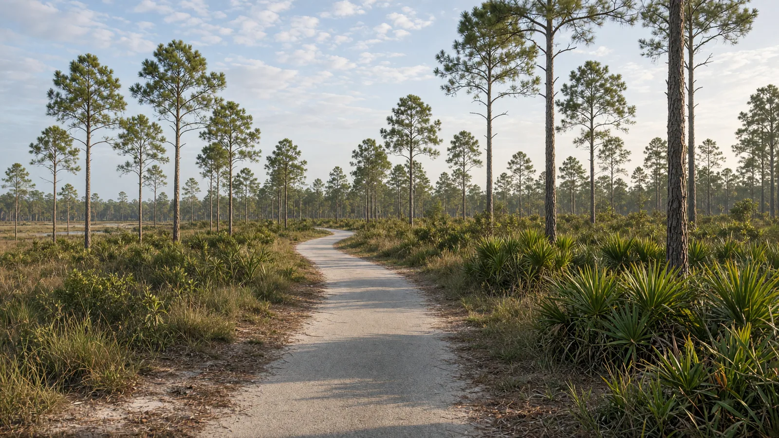 Empty outdoor trail landscape in St Johns County, Florida