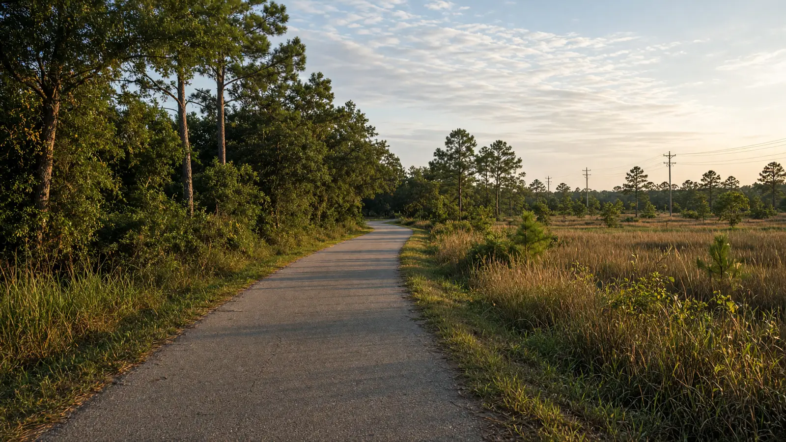 Empty outdoor trail landscape in Chatham County, Georgia