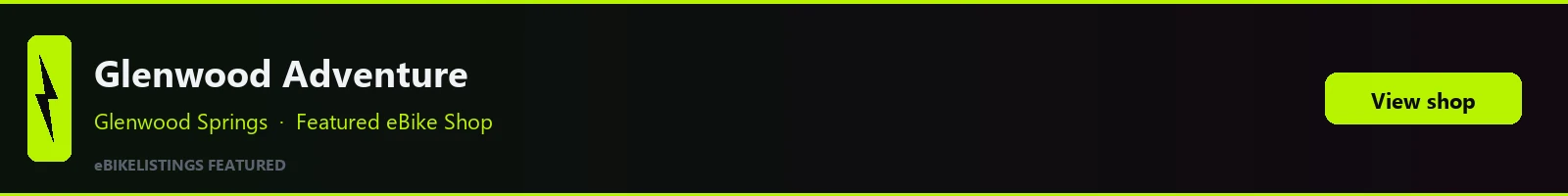 Featured local eBike shop banner: Adventure Outdoors - Glenwood Adventure Company