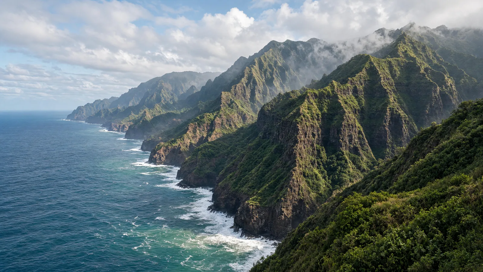 Napali Coast sea cliffs on Kauai, Hawaii