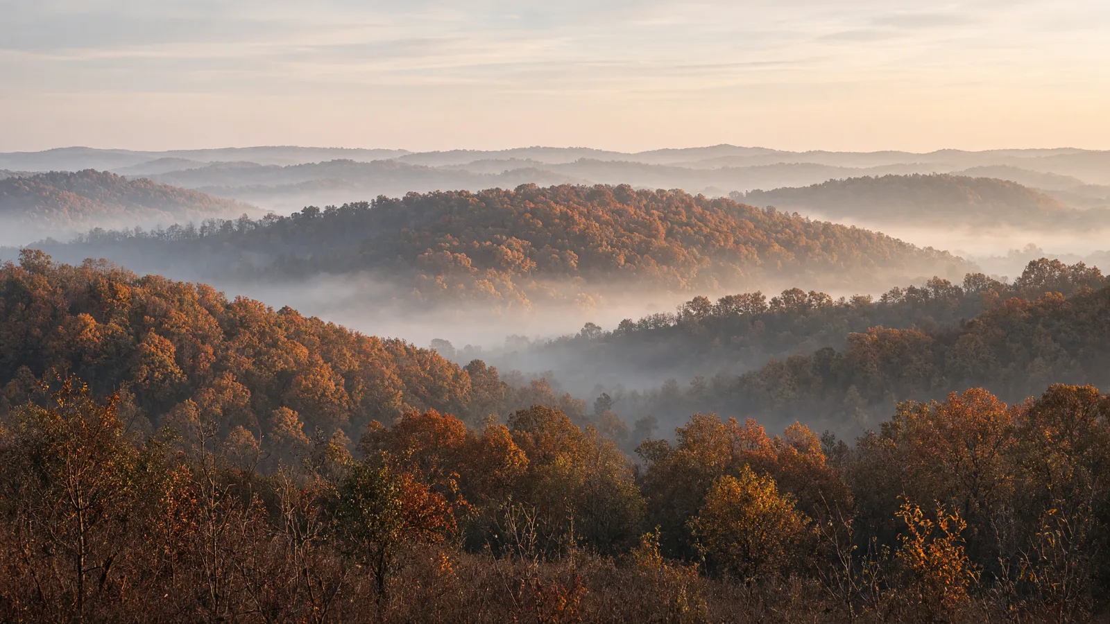 Brown County hardwood hills in autumn, Indiana