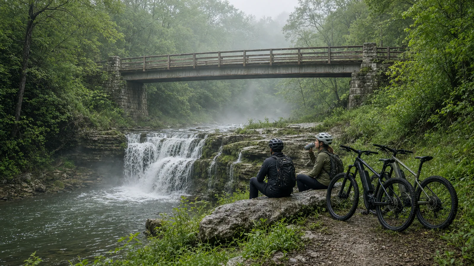 Scene in Cowley County, Kansas, waterfall hike