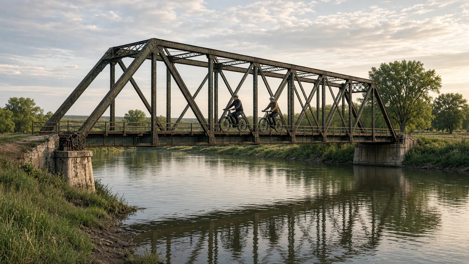Scene in Harvey County, Kansas, bridge crossing