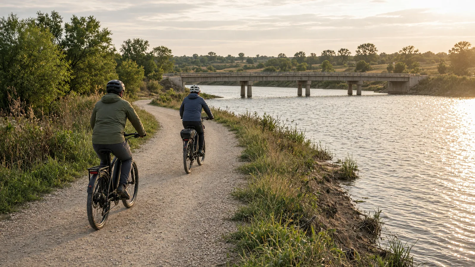 Scene in Saline County, Kansas, lakeside ride