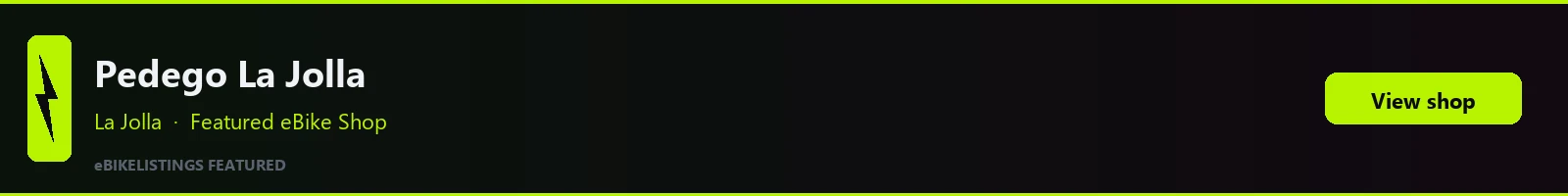 Featured local eBike shop banner: Pedego Electric Bikes La Jolla