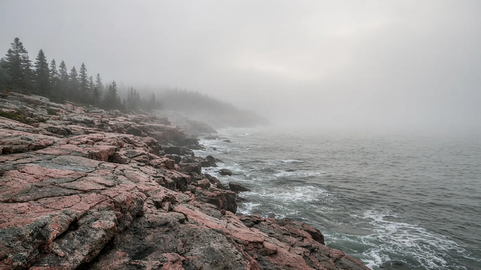 Acadia granite coastline meeting the Atlantic, Maine