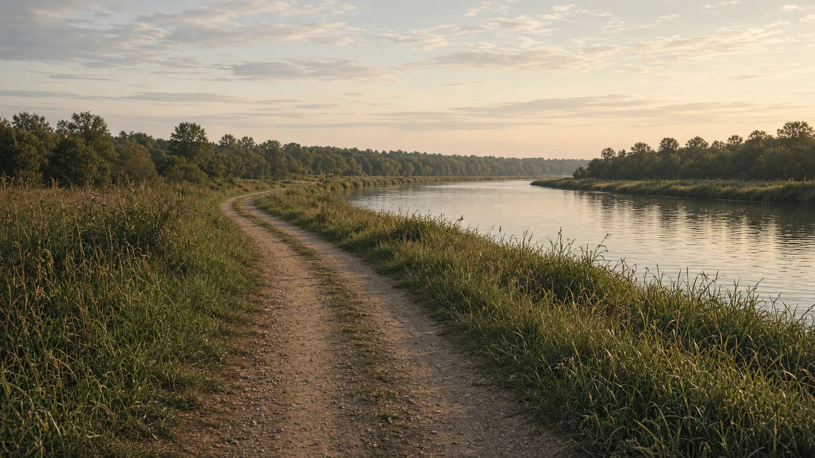 Empty packed path along the C&D Canal, Cecil County, Maryland