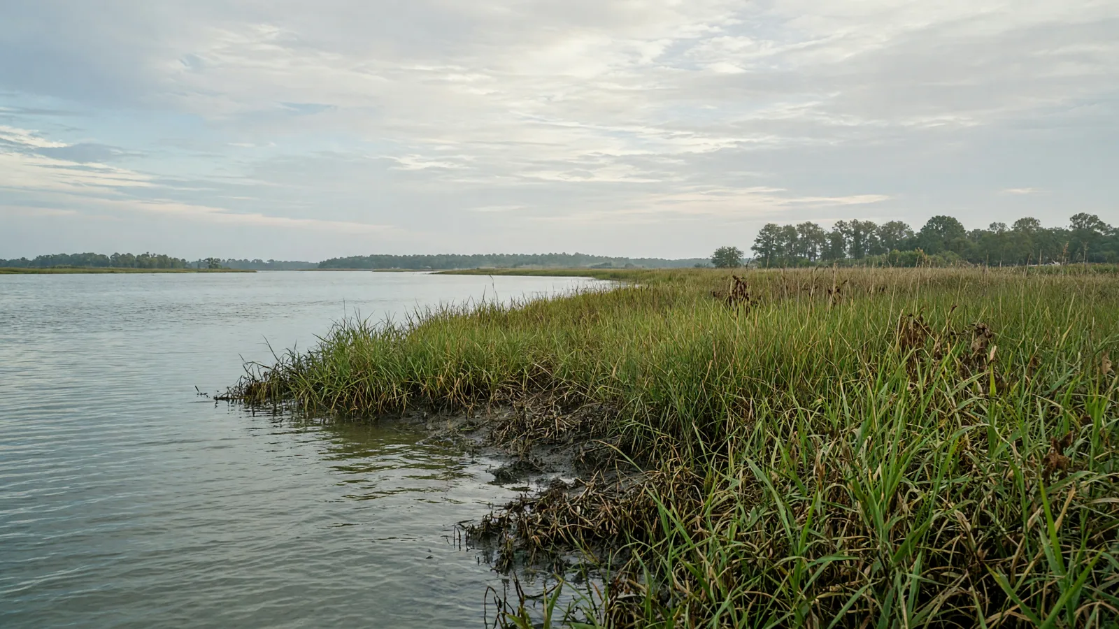 Chesapeake Bay marsh shoreline in Maryland