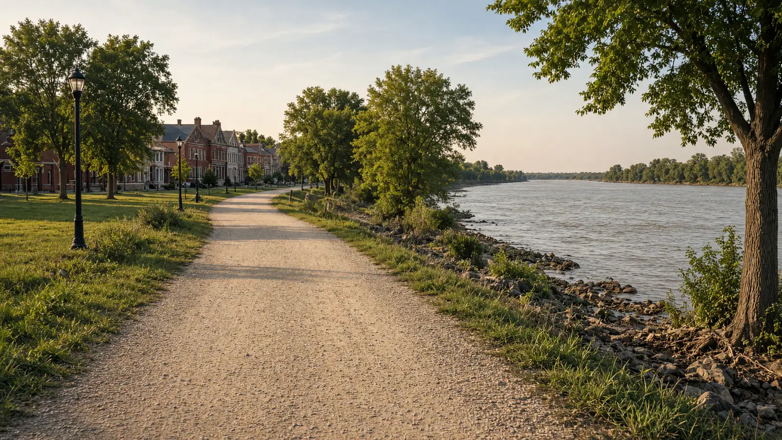 Empty outdoor trail landscape in St Charles County, Missouri