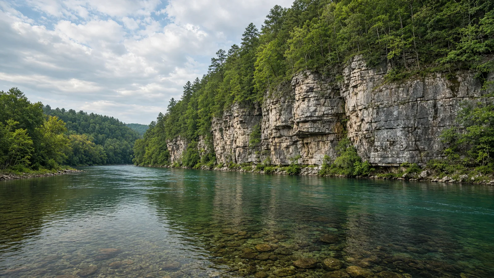 Ozark river bluffs along the Current River, Missouri
