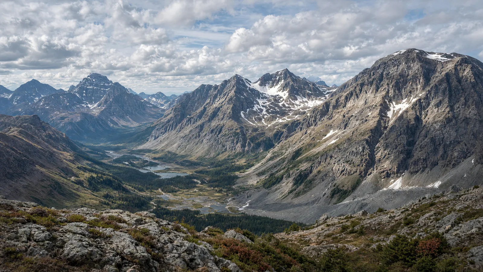 Glacier National Park alpine peaks and valley, Montana