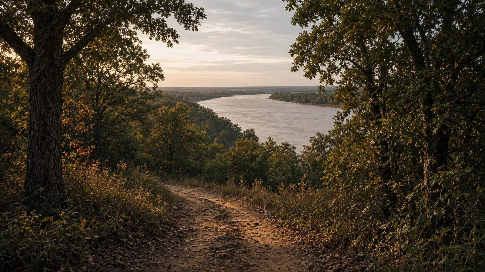 Empty Missouri River bluff packed path, Cass County, Nebraska