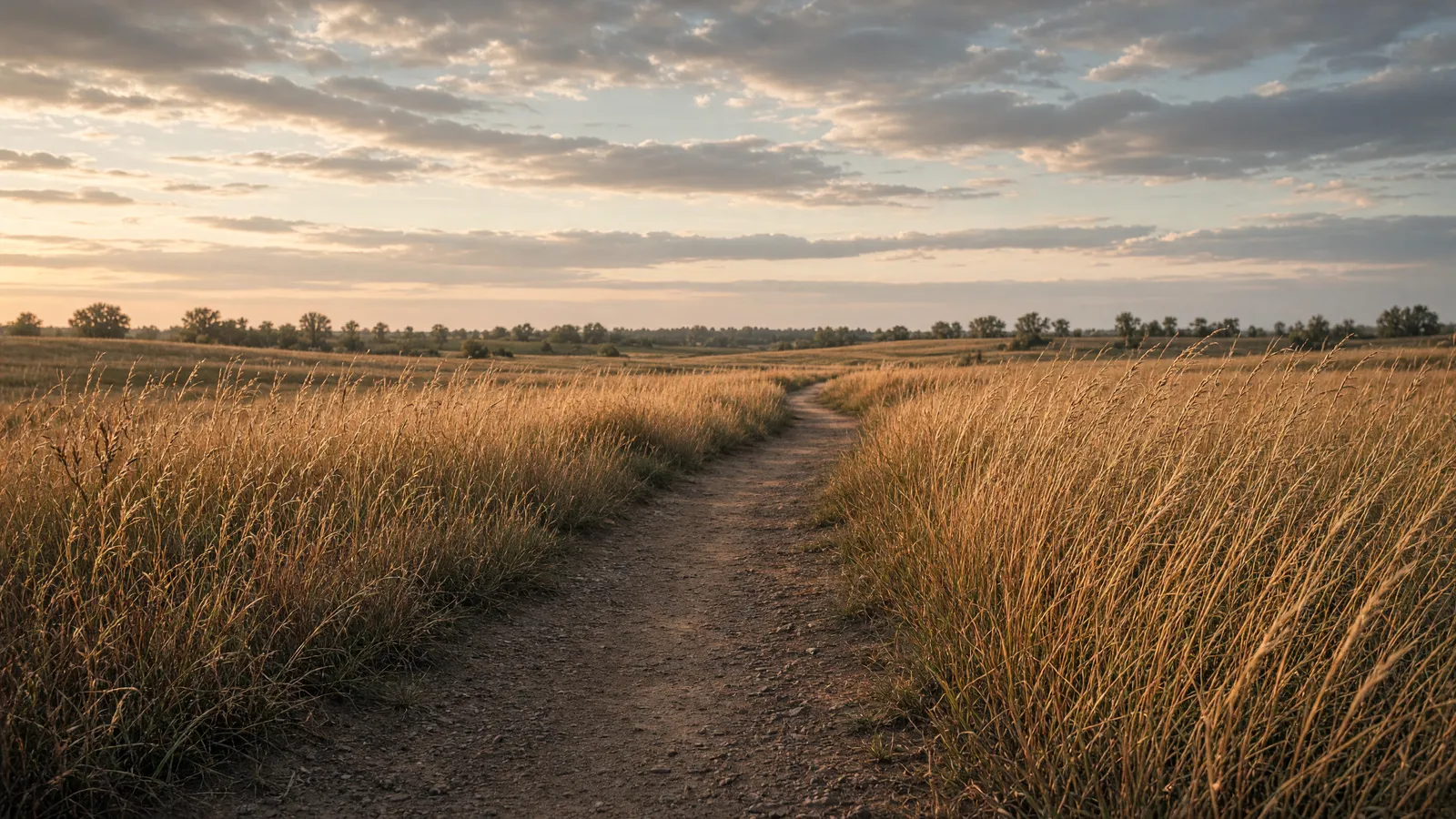 Empty Homestead National Historical Park tallgrass prairie packed path, Gage County, Nebraska