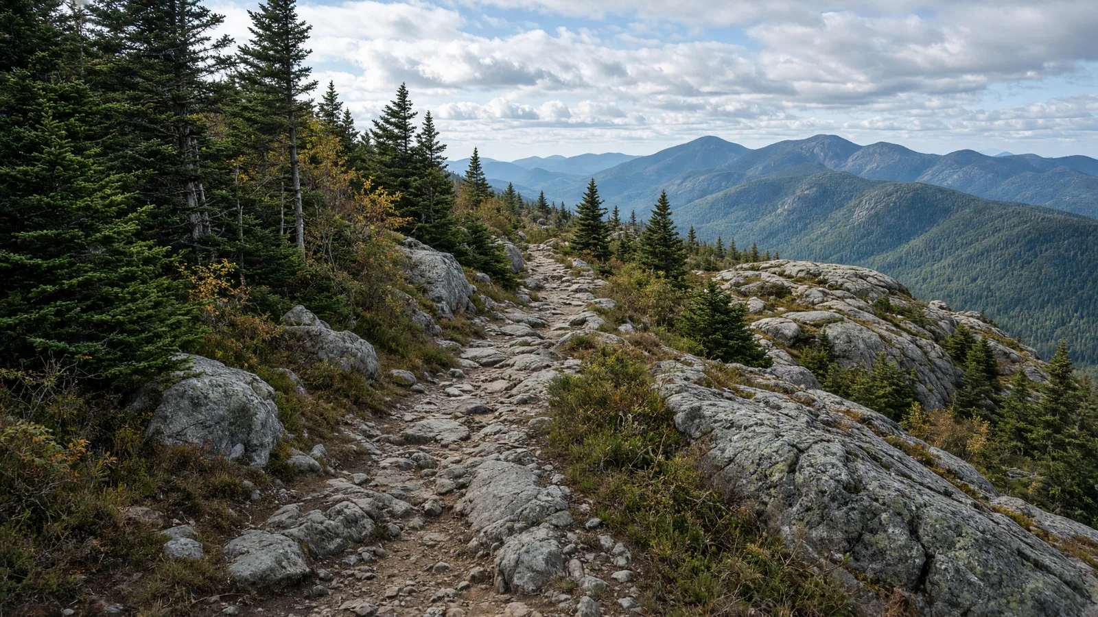 Empty outdoor trail landscape in Carroll County, New Hampshire