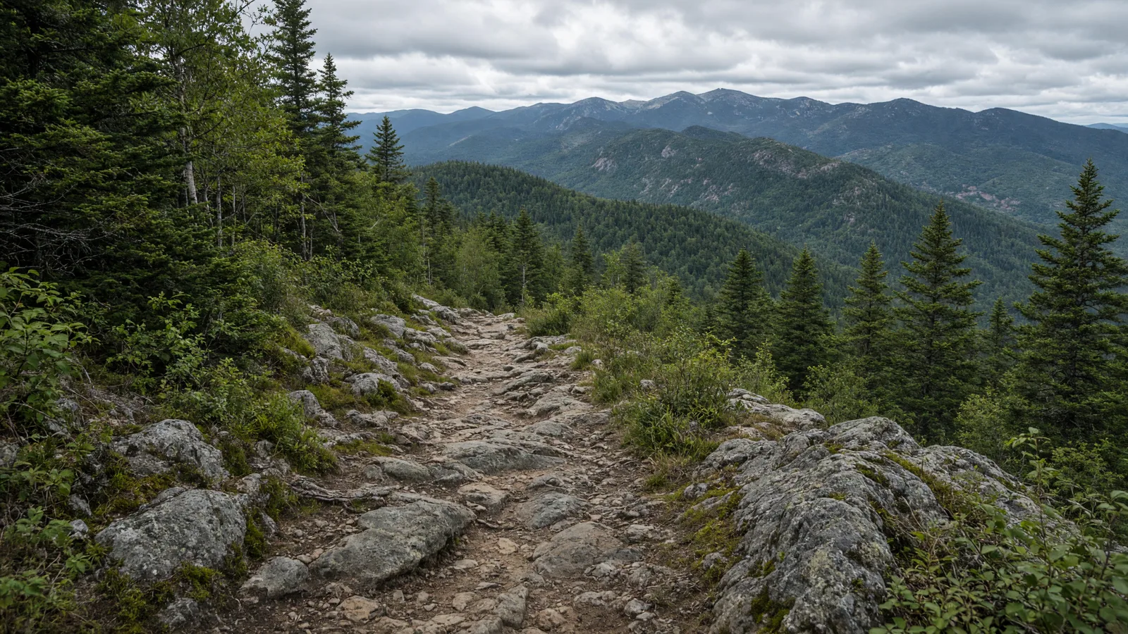 Empty outdoor trail landscape in Grafton County, New Hampshire