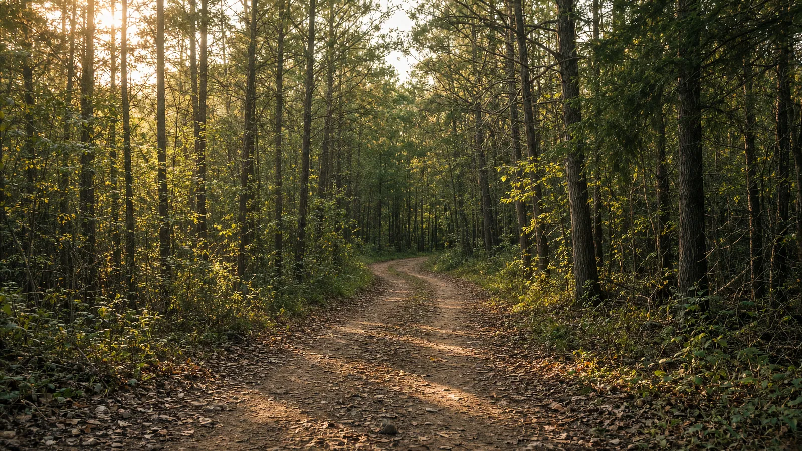 Empty Patriots Path packed trail through mixed forest, Morris County, New Jersey