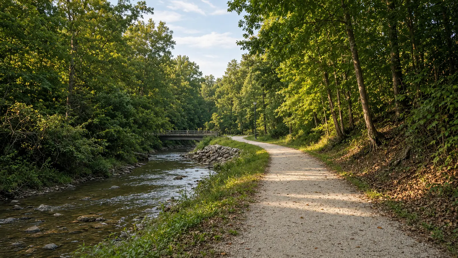 Empty outdoor trail landscape in Mecklenburg County, North Carolina