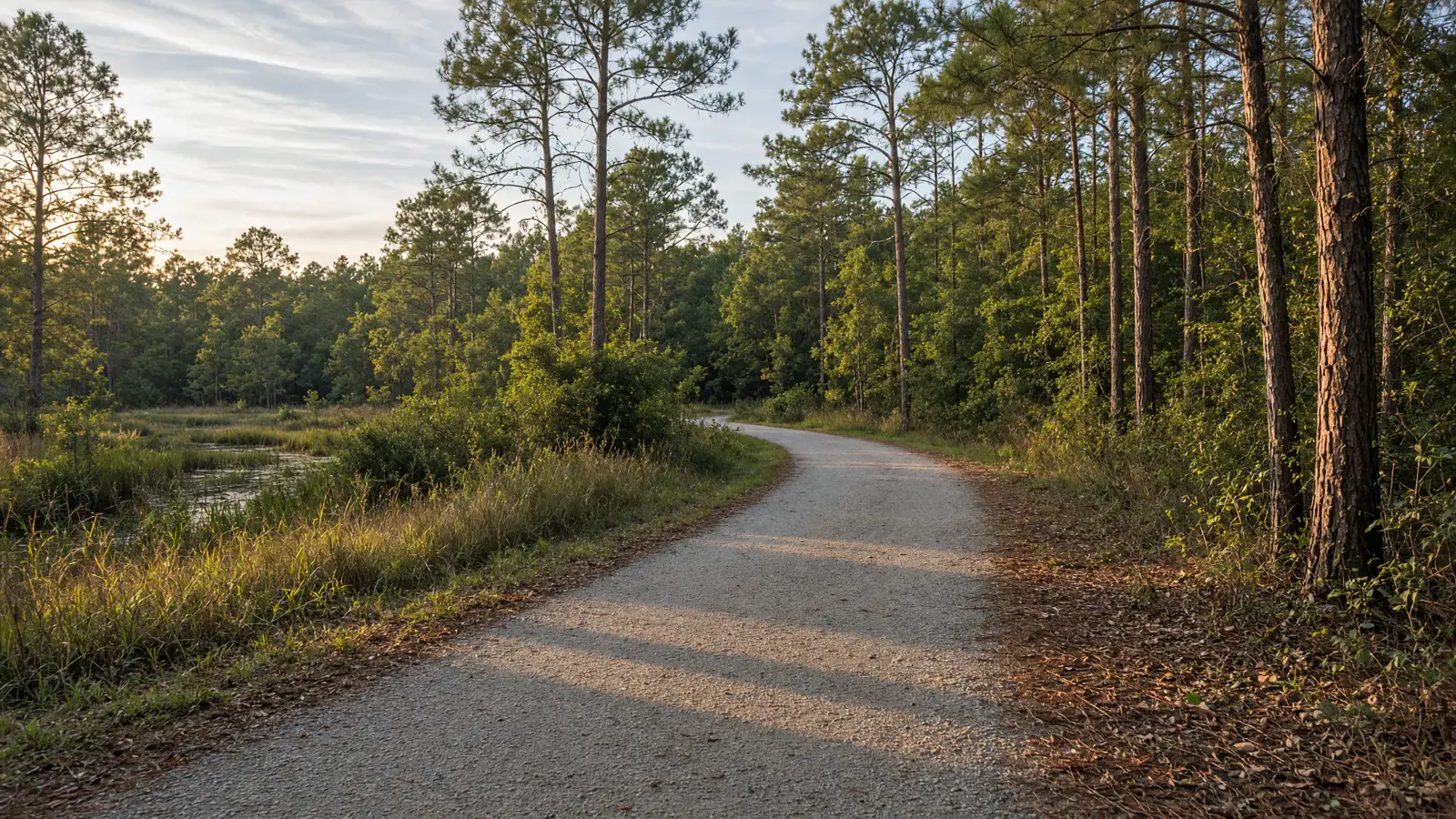 Empty outdoor trail landscape in New Hanover County, North Carolina