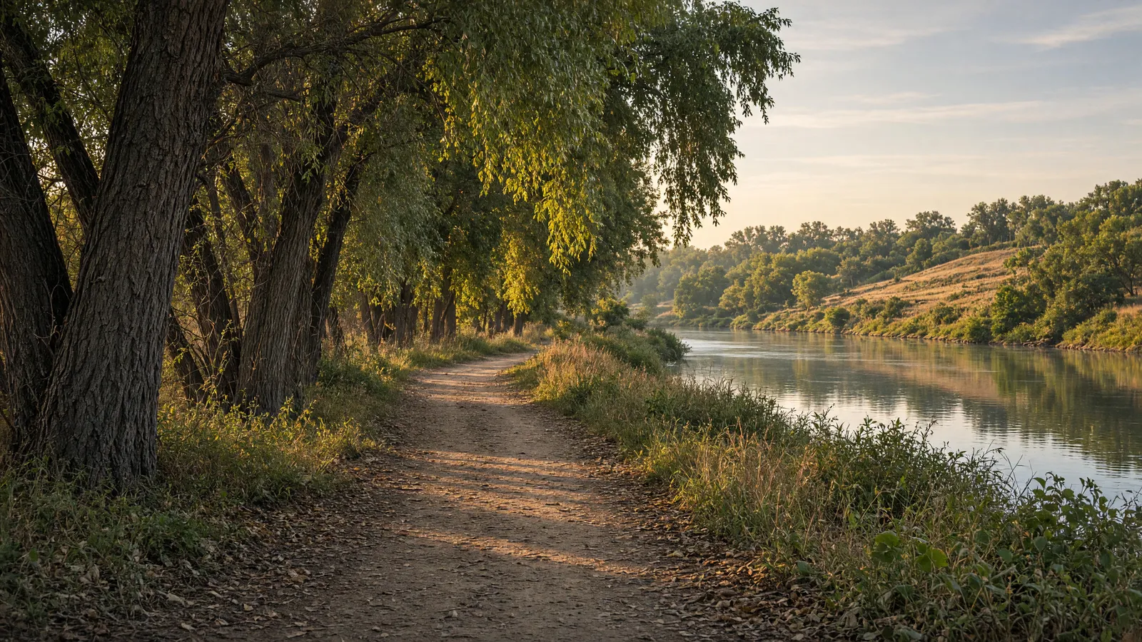 Empty Sheyenne River cottonwood path, Barnes County, North Dakota