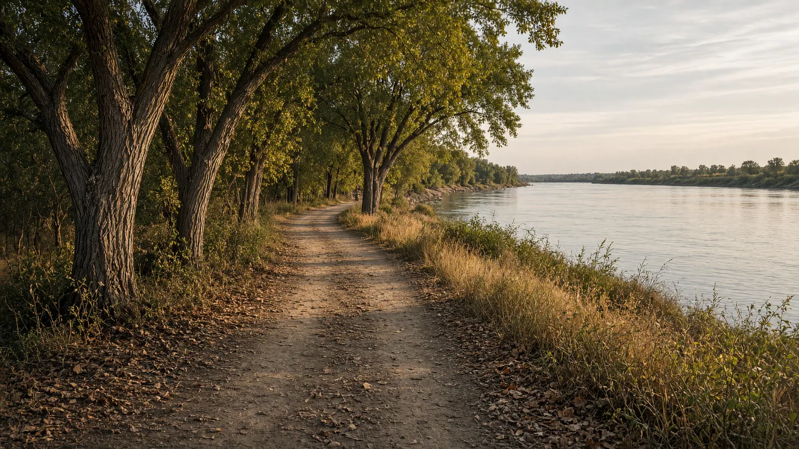Empty Missouri River cottonwood path, Burleigh County, North Dakota