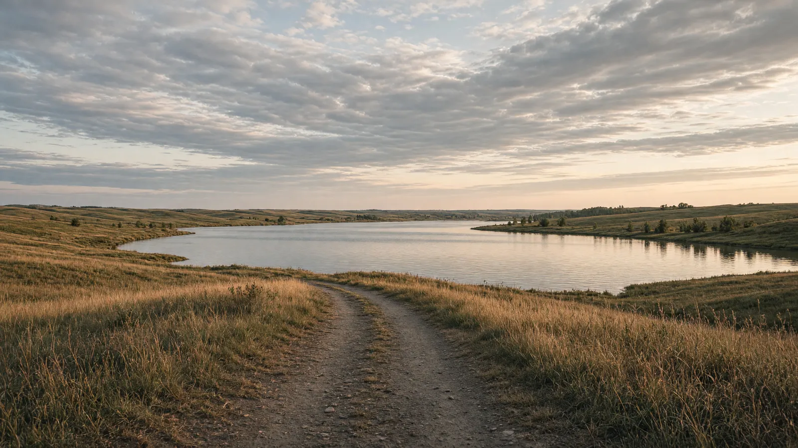 Empty prairie path toward Patterson Lake, Stark County, North Dakota