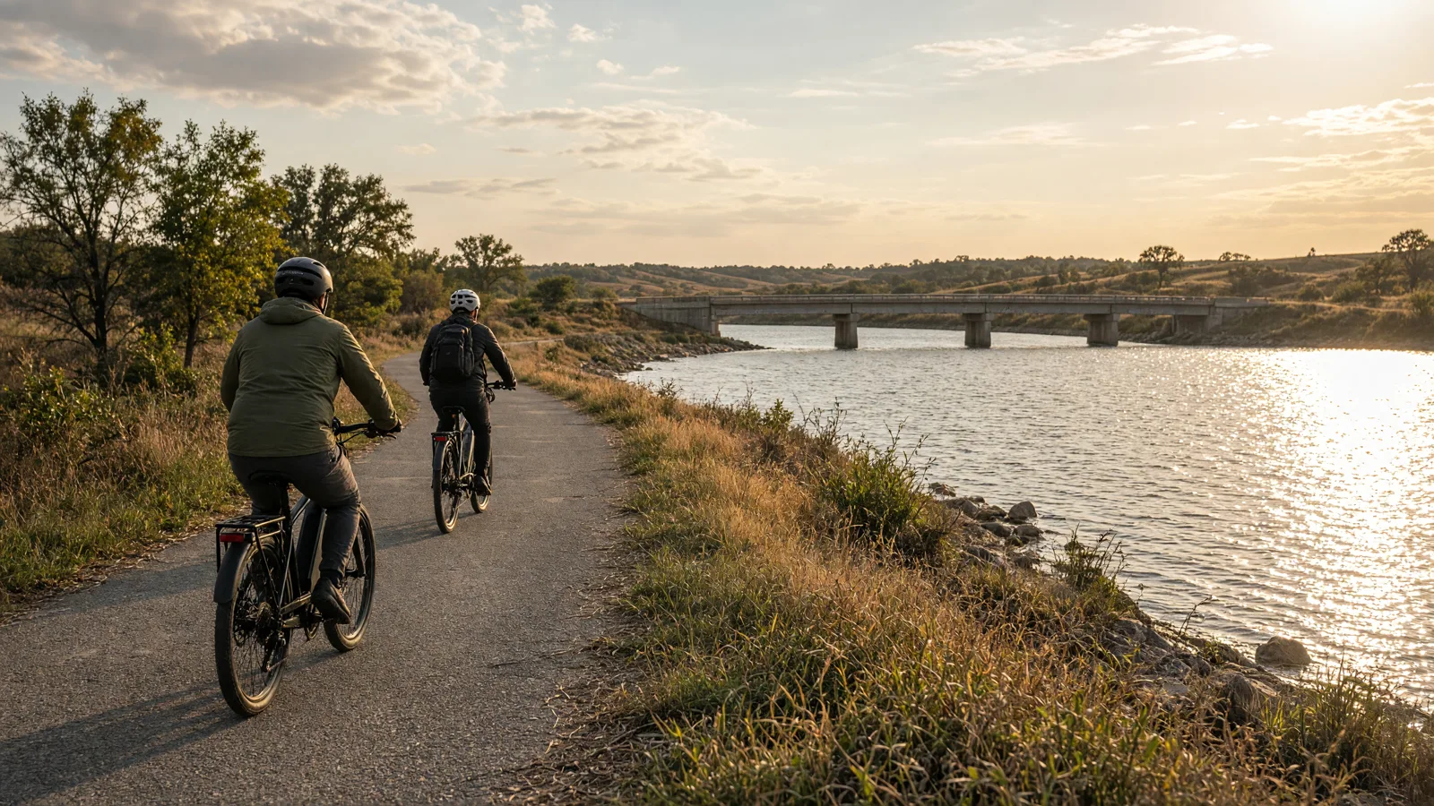 Scene in Beckham County, Oklahoma — lakeside ride
