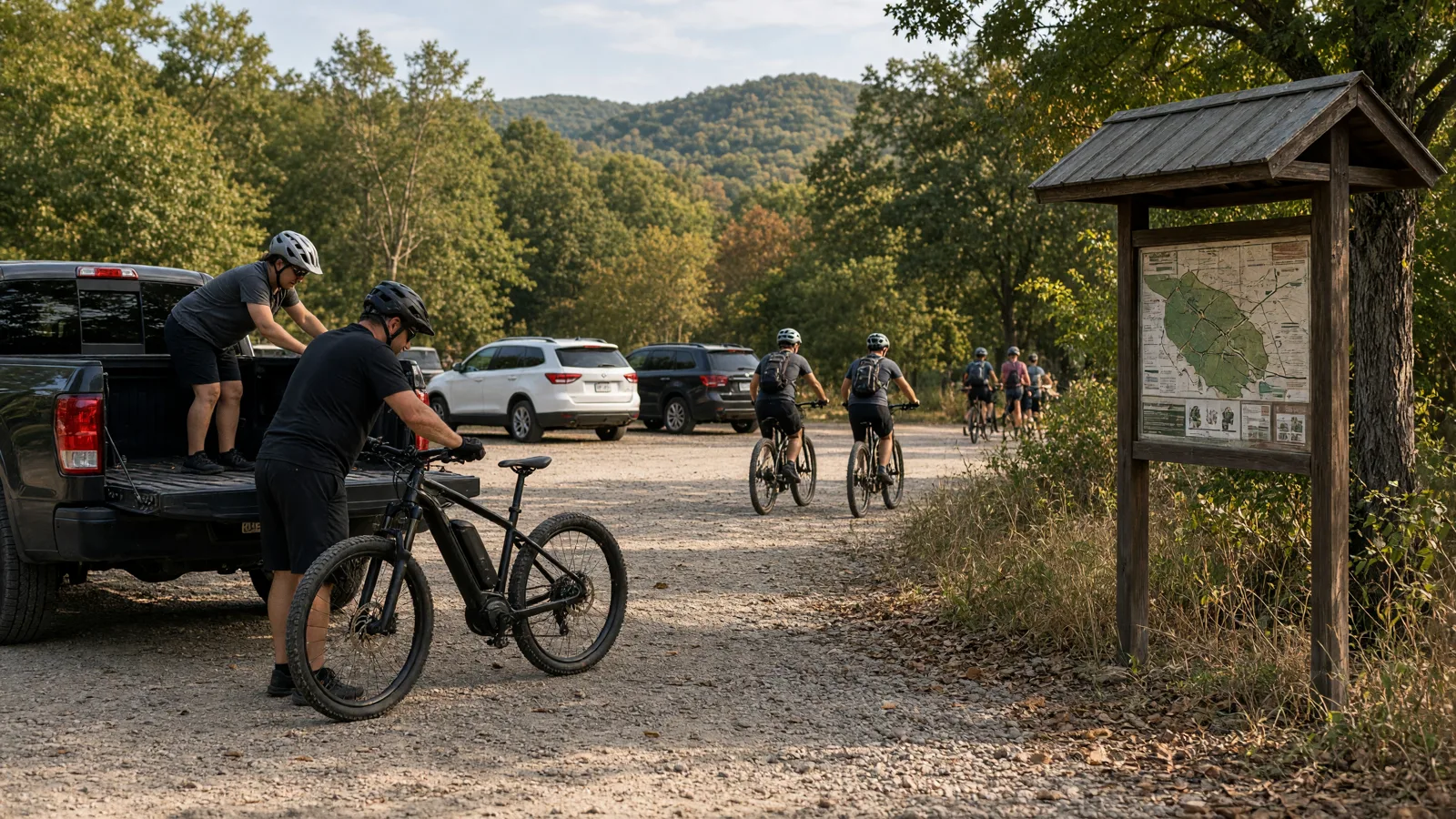 Scene in Bryan County, Oklahoma — trailhead hub