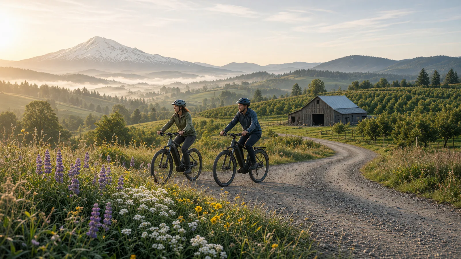 Scene in Hood River County, Oregon — farm road