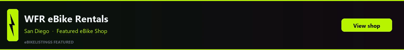 Featured local eBike shop banner: Electric Bike Rentals by WFR