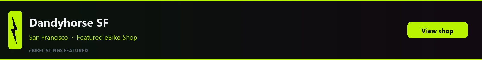 Featured local eBike shop banner: Dandyhorse SF Bike Tours & Rental