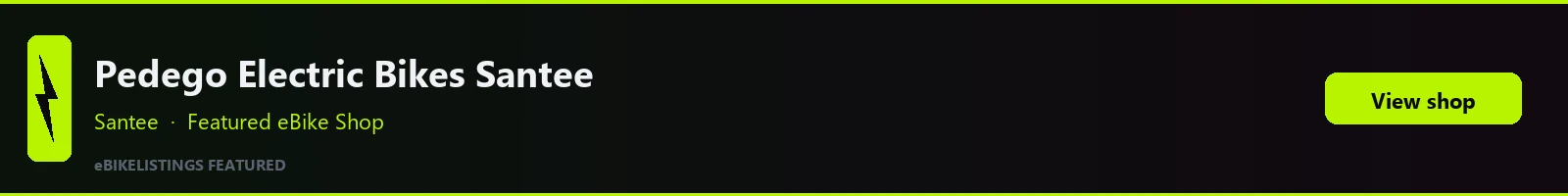 Featured local eBike shop banner: Pedego Electric Bikes Santee