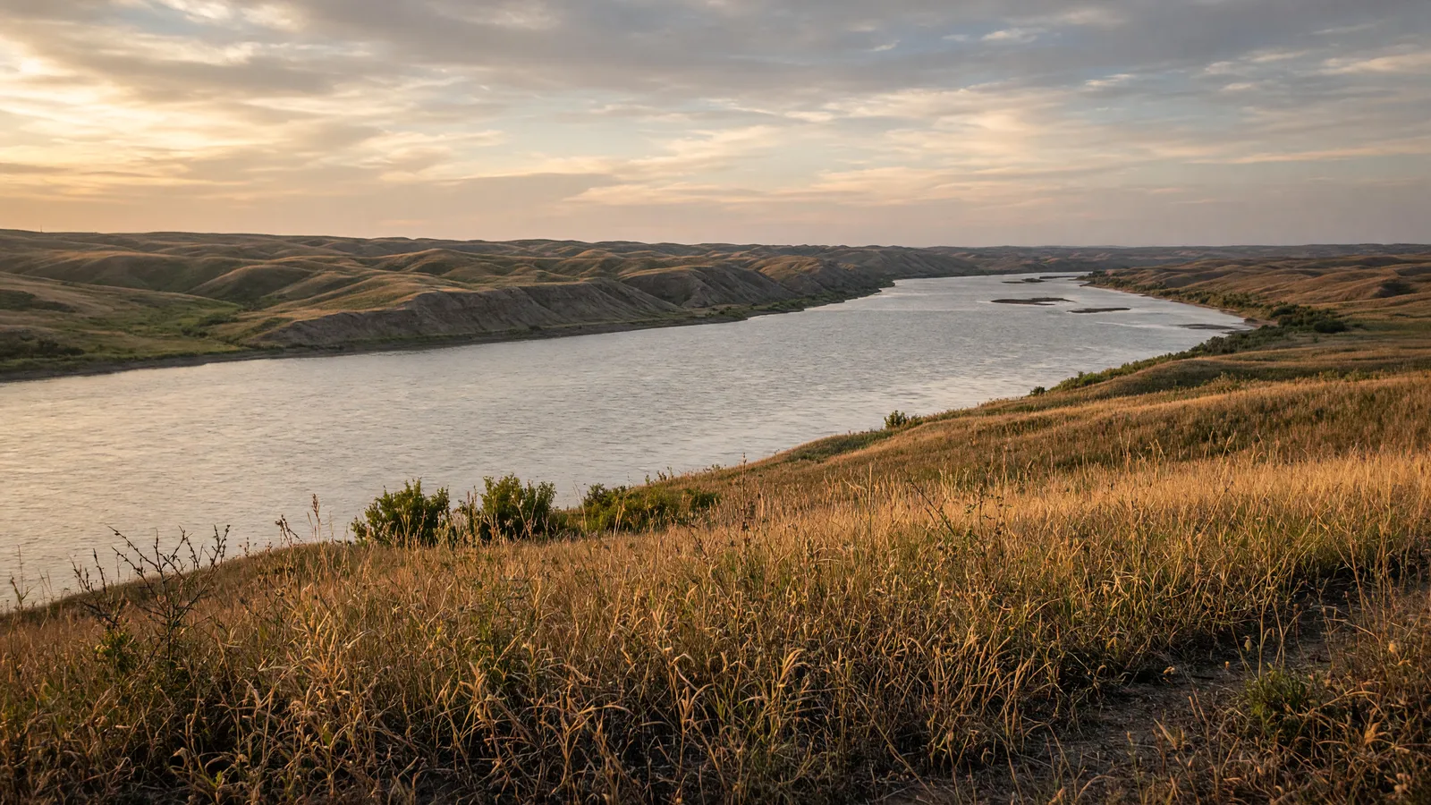 Empty Missouri River bluff overlook near Chamberlain, Brule County, South Dakota