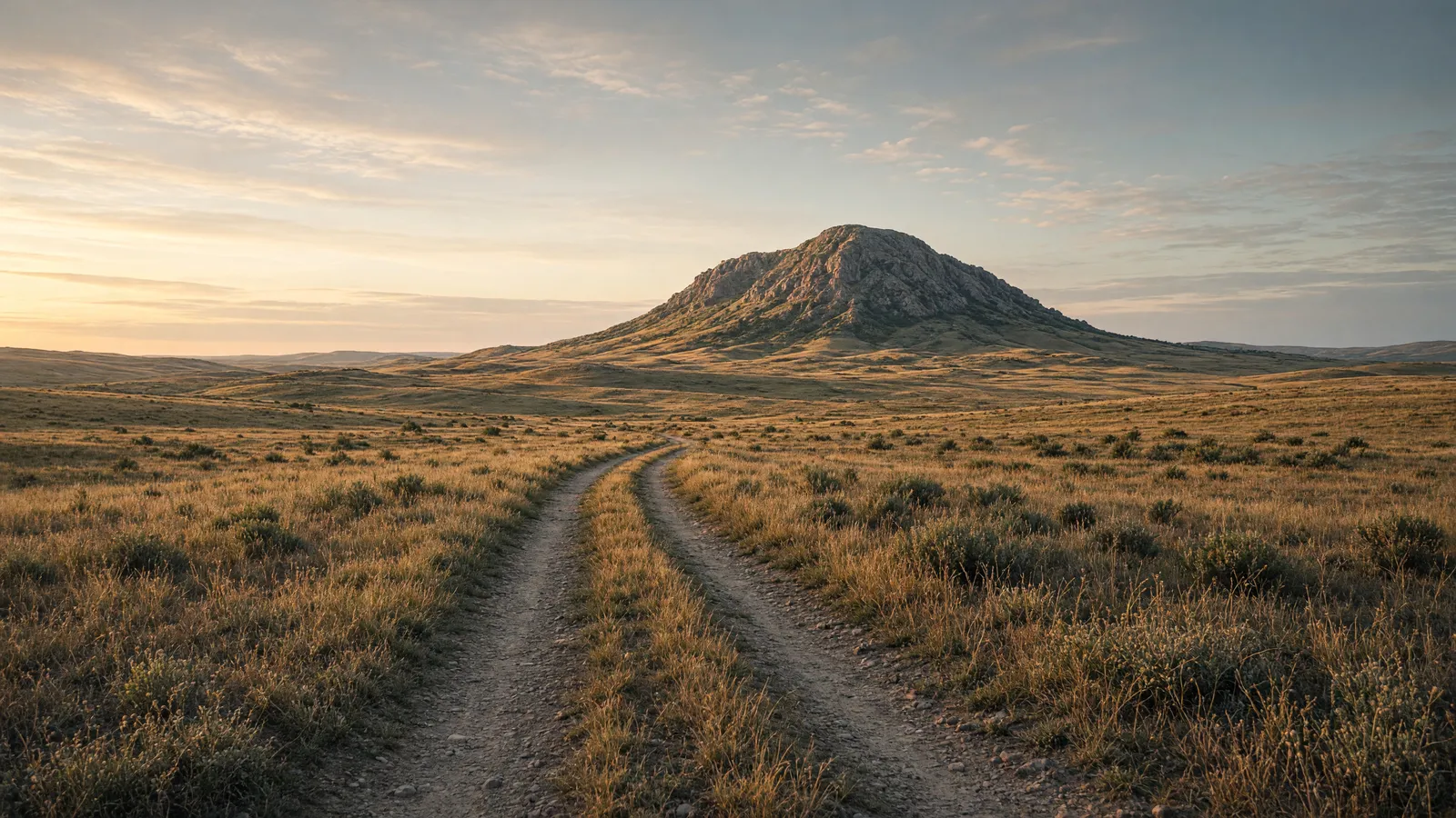 Empty prairie two-track toward Bear Butte near Sturgis, Meade County, South Dakota