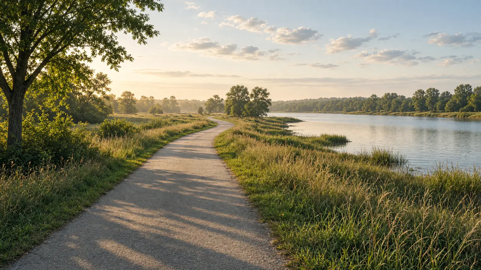 Empty outdoor trail landscape in Shelby County, Tennessee