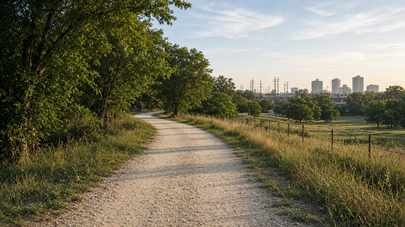 Empty outdoor trail landscape in Dallas County, Texas