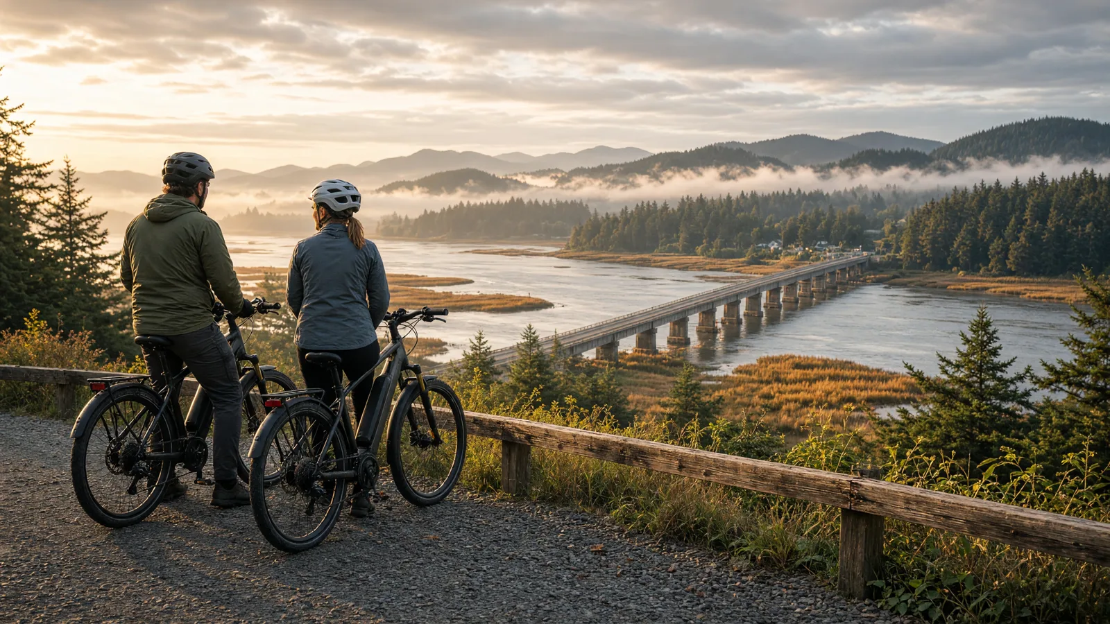 Scene in Pacific County, Washington — ebike overlook
