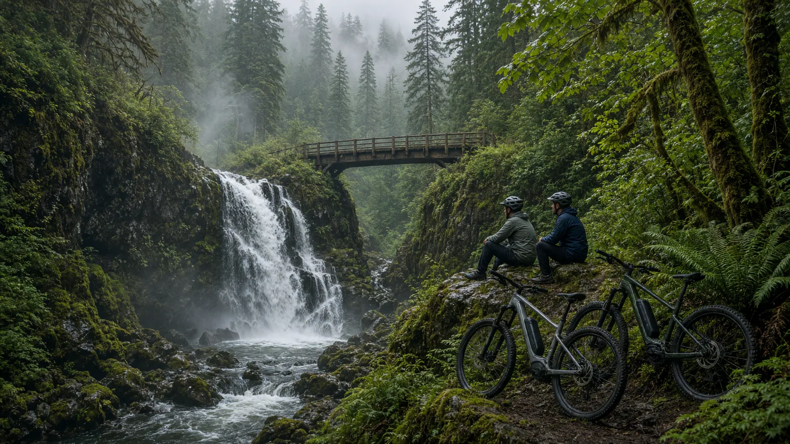 Scene in Skamania County, Washington — waterfall hike
